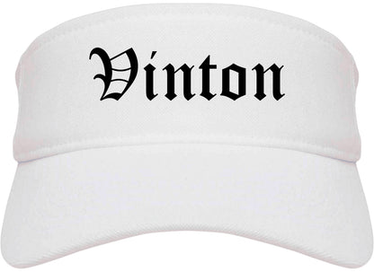Vinton Iowa IA Old English Mens Visor Cap Hat White