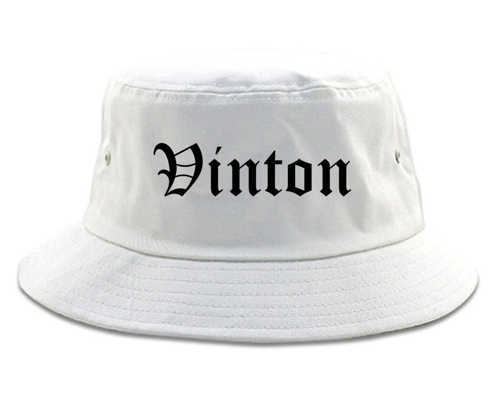 Vinton Iowa IA Old English Mens Bucket Hat White