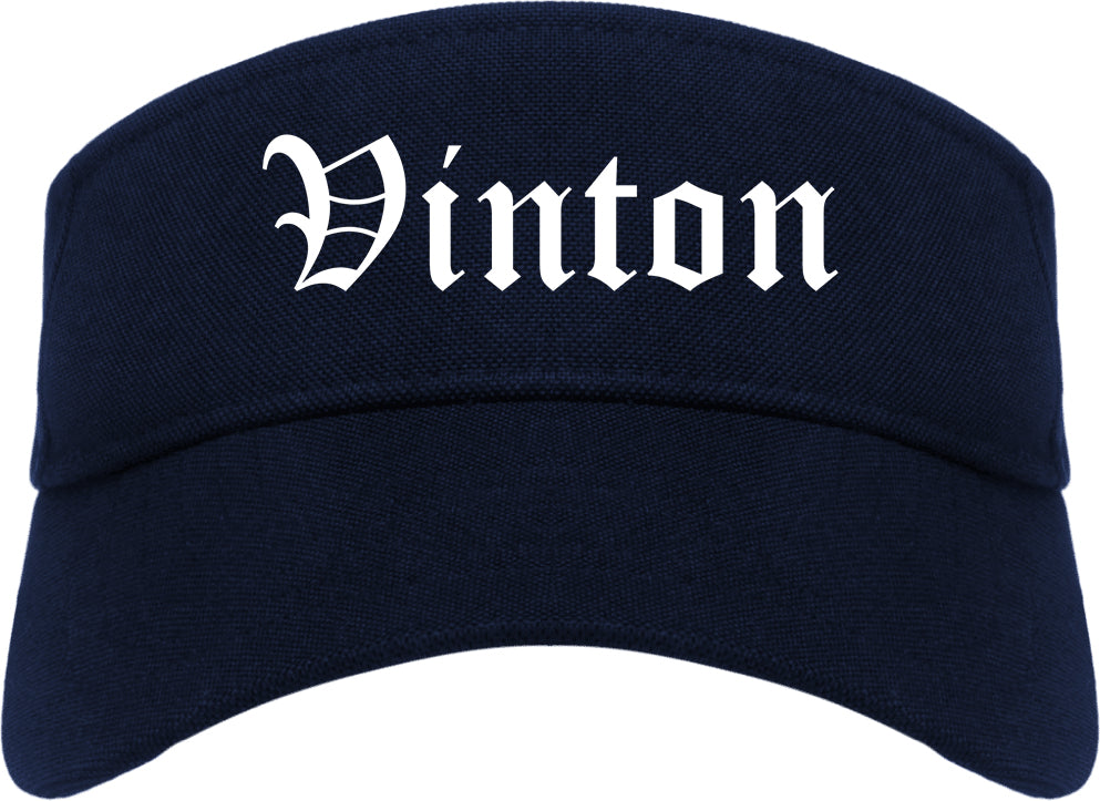 Vinton Virginia VA Old English Mens Visor Cap Hat Navy Blue