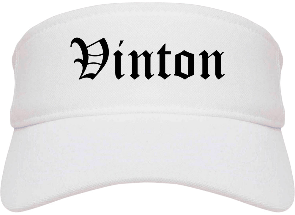 Vinton Virginia VA Old English Mens Visor Cap Hat White
