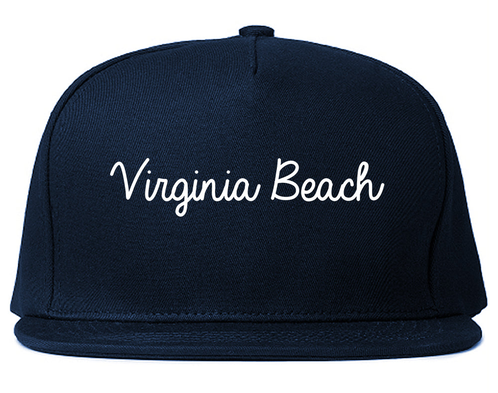Virginia Beach Virginia VA Script Mens Snapback Hat Navy Blue