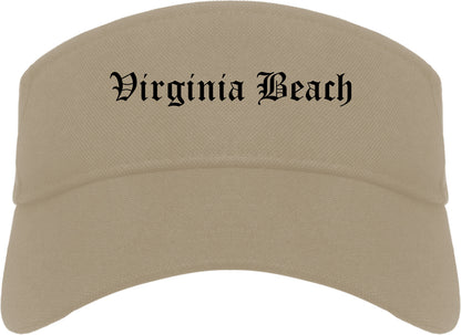 Virginia Beach Virginia VA Old English Mens Visor Cap Hat Khaki