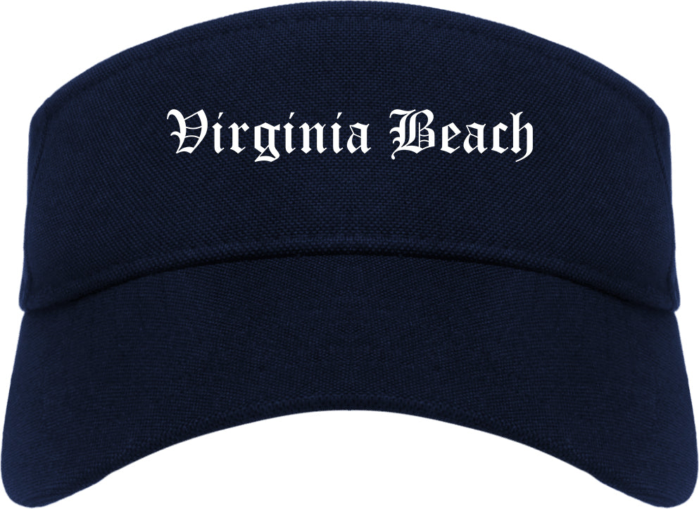Virginia Beach Virginia VA Old English Mens Visor Cap Hat Navy Blue