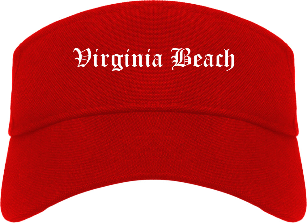 Virginia Beach Virginia VA Old English Mens Visor Cap Hat Red