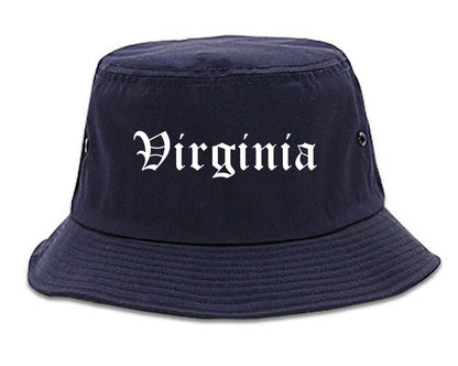 Virginia Minnesota MN Old English Mens Bucket Hat Navy Blue