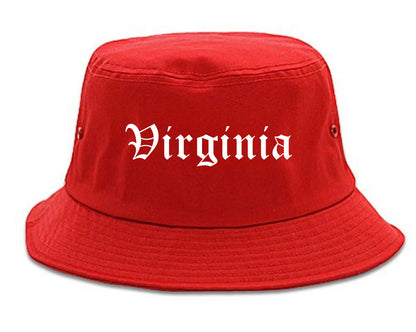 Virginia Minnesota MN Old English Mens Bucket Hat Red