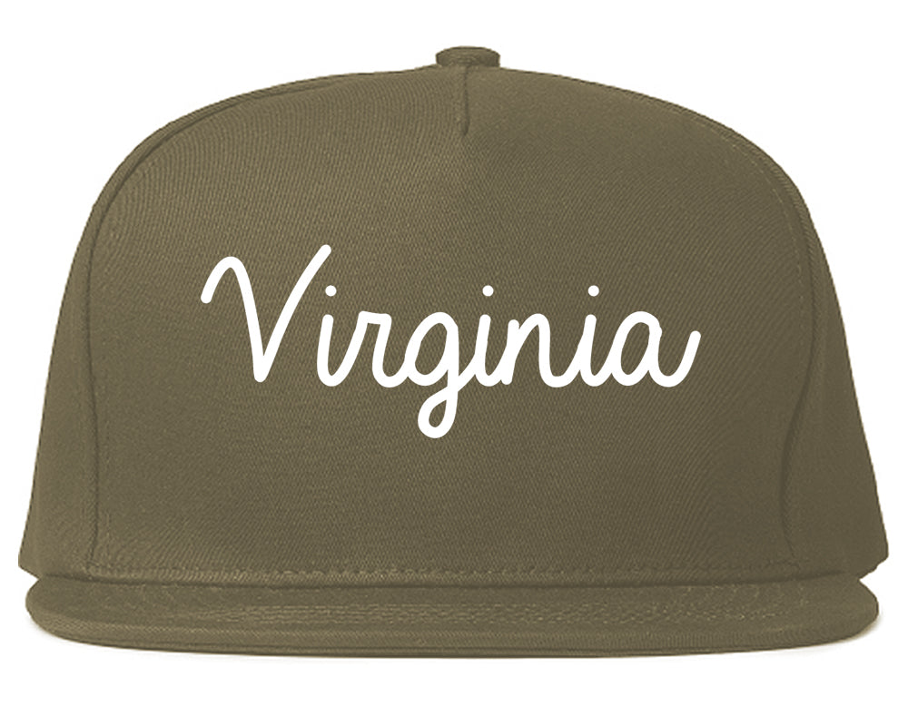 Virginia Minnesota MN Script Mens Snapback Hat Grey