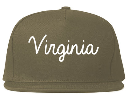 Virginia Minnesota MN Script Mens Snapback Hat Grey