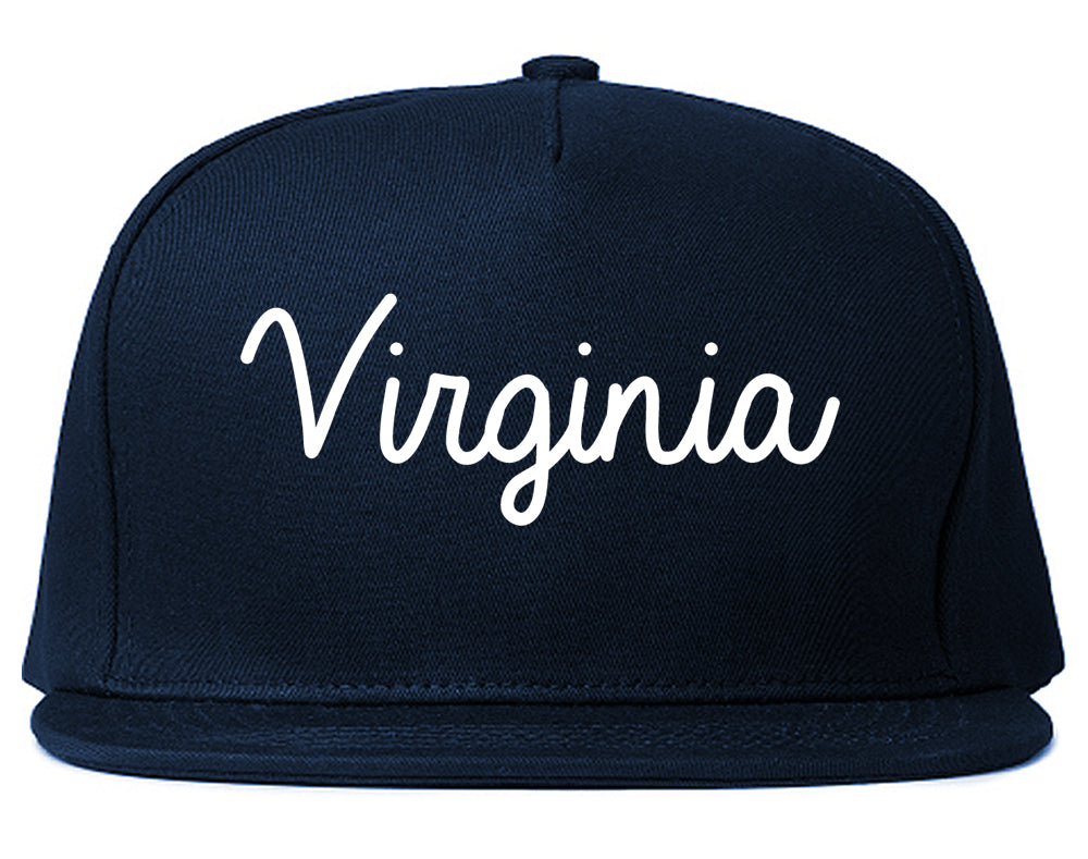 Virginia Minnesota MN Script Mens Snapback Hat Navy Blue