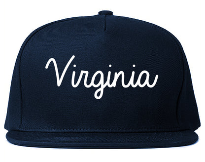 Virginia Minnesota MN Script Mens Snapback Hat Navy Blue
