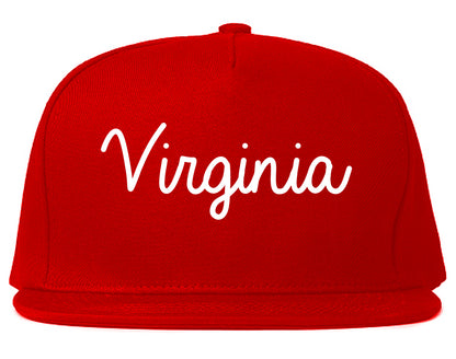 Virginia Minnesota MN Script Mens Snapback Hat Red