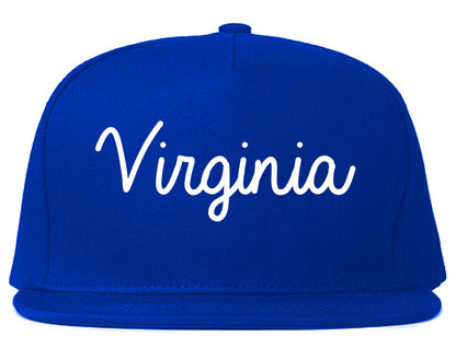 Virginia Minnesota MN Script Mens Snapback Hat Royal Blue