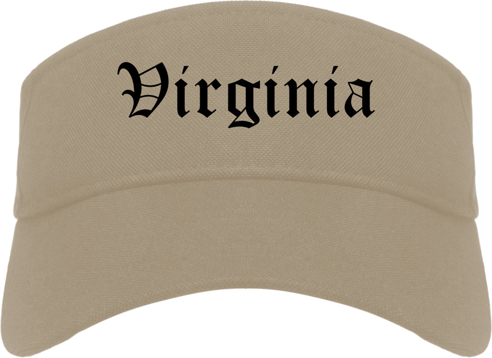 Virginia Minnesota MN Old English Mens Visor Cap Hat Khaki