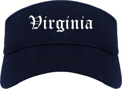 Virginia Minnesota MN Old English Mens Visor Cap Hat Navy Blue