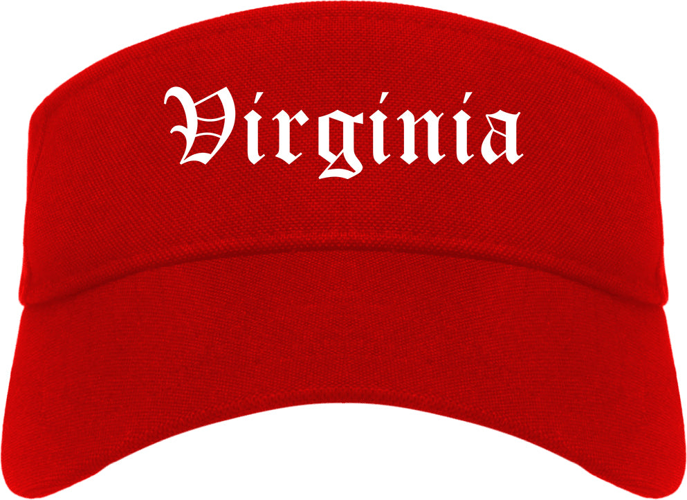 Virginia Minnesota MN Old English Mens Visor Cap Hat Red