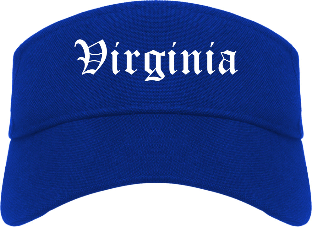 Virginia Minnesota MN Old English Mens Visor Cap Hat Royal Blue