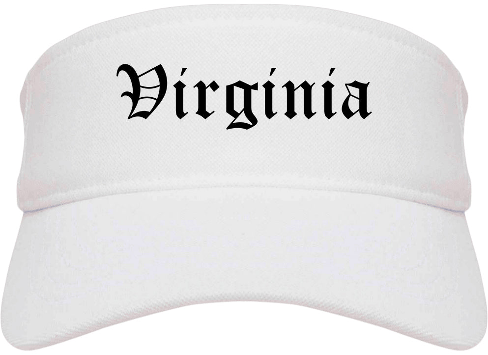 Virginia Minnesota MN Old English Mens Visor Cap Hat White