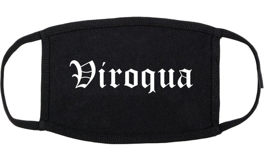 Viroqua Wisconsin WI Old English Cotton Face Mask Black