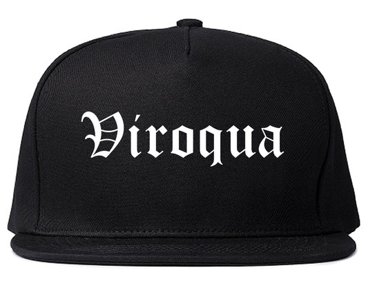 Viroqua Wisconsin WI Old English Mens Snapback Hat Black