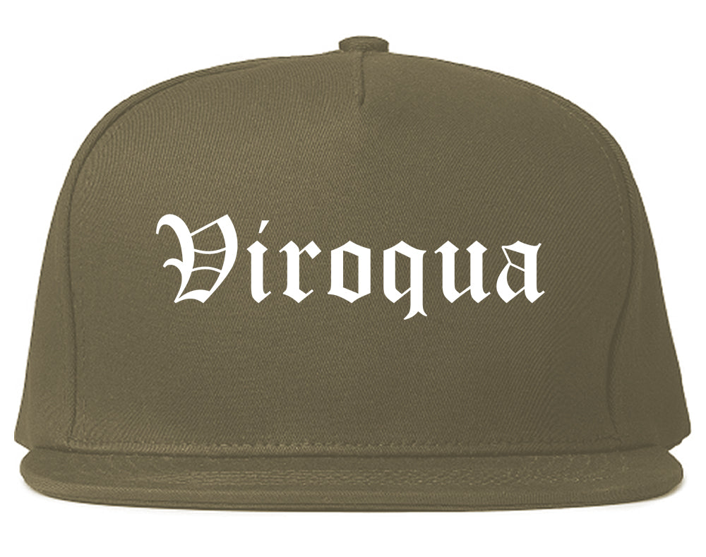 Viroqua Wisconsin WI Old English Mens Snapback Hat Grey