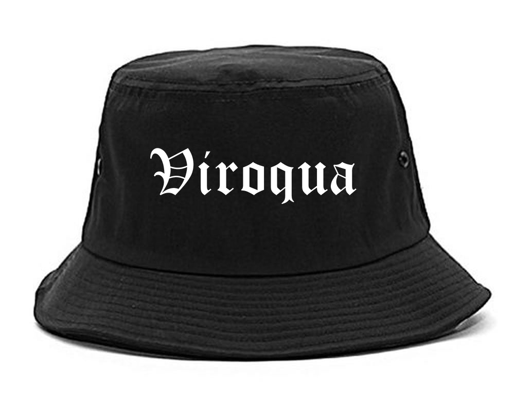 Viroqua Wisconsin WI Old English Mens Bucket Hat Black
