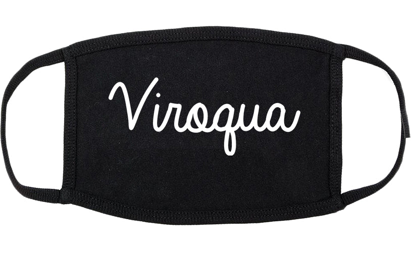 Viroqua Wisconsin WI Script Cotton Face Mask Black
