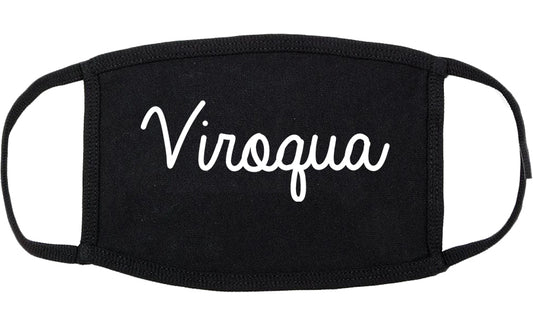 Viroqua Wisconsin WI Script Cotton Face Mask Black
