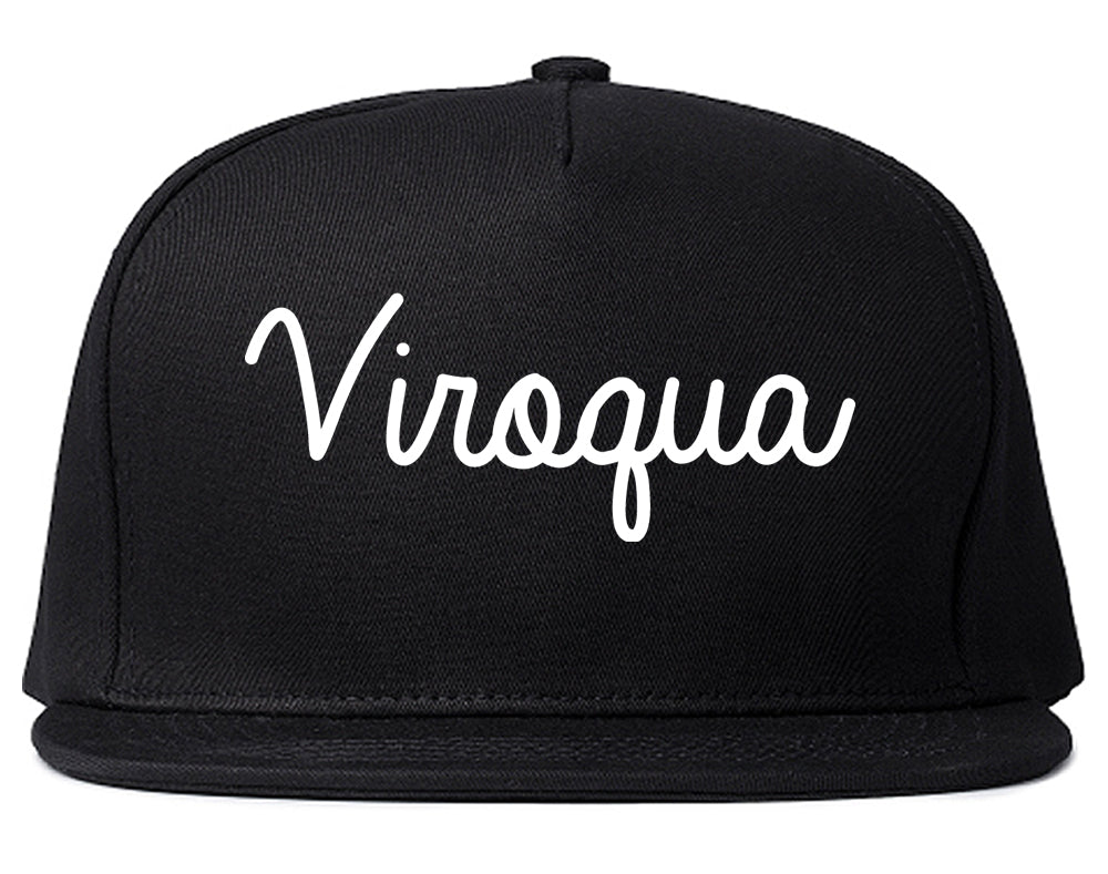 Viroqua Wisconsin WI Script Mens Snapback Hat Black
