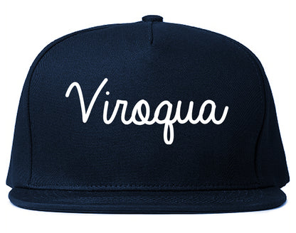 Viroqua Wisconsin WI Script Mens Snapback Hat Navy Blue