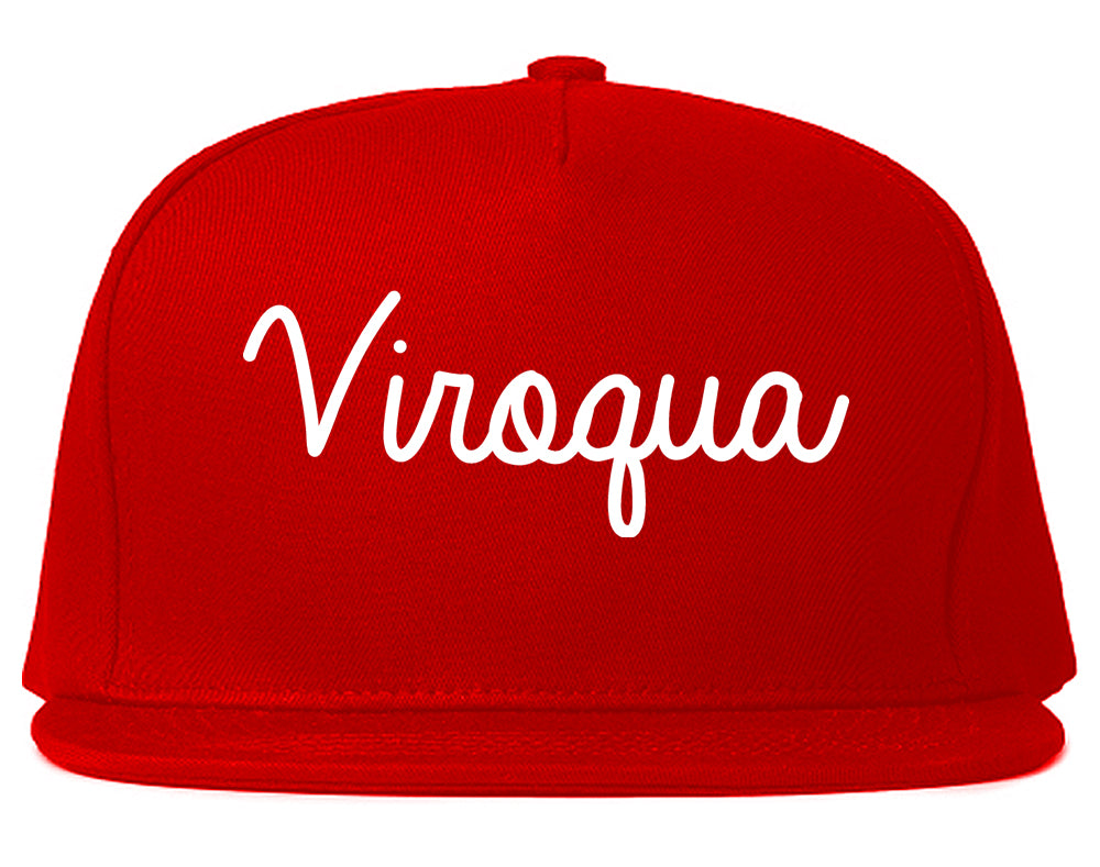 Viroqua Wisconsin WI Script Mens Snapback Hat Red