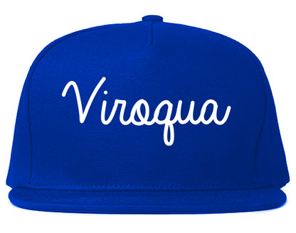 Viroqua Wisconsin WI Script Mens Snapback Hat Royal Blue