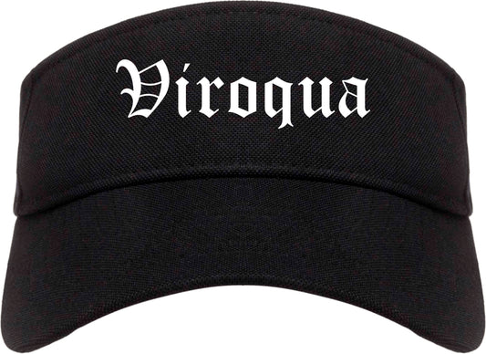 Viroqua Wisconsin WI Old English Mens Visor Cap Hat Black