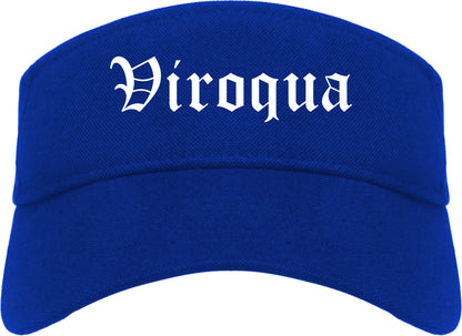 Viroqua Wisconsin WI Old English Mens Visor Cap Hat Royal Blue