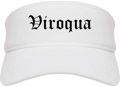 Viroqua Wisconsin WI Old English Mens Visor Cap Hat White