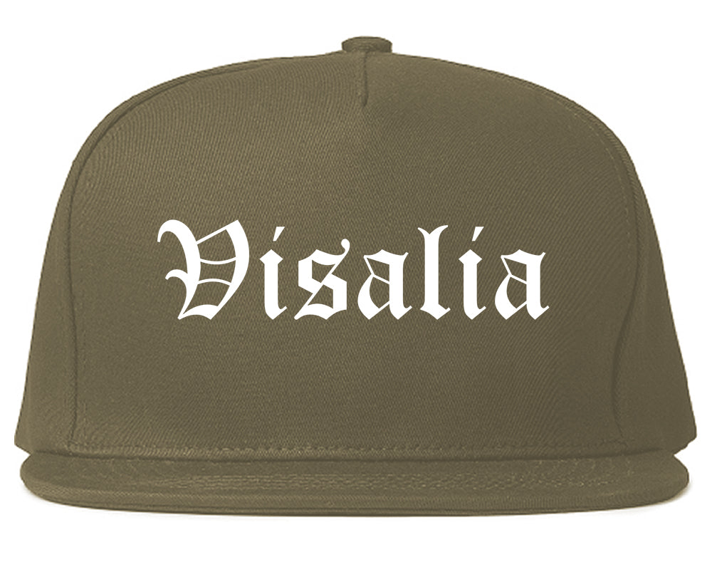 Visalia California CA Old English Mens Snapback Hat Grey