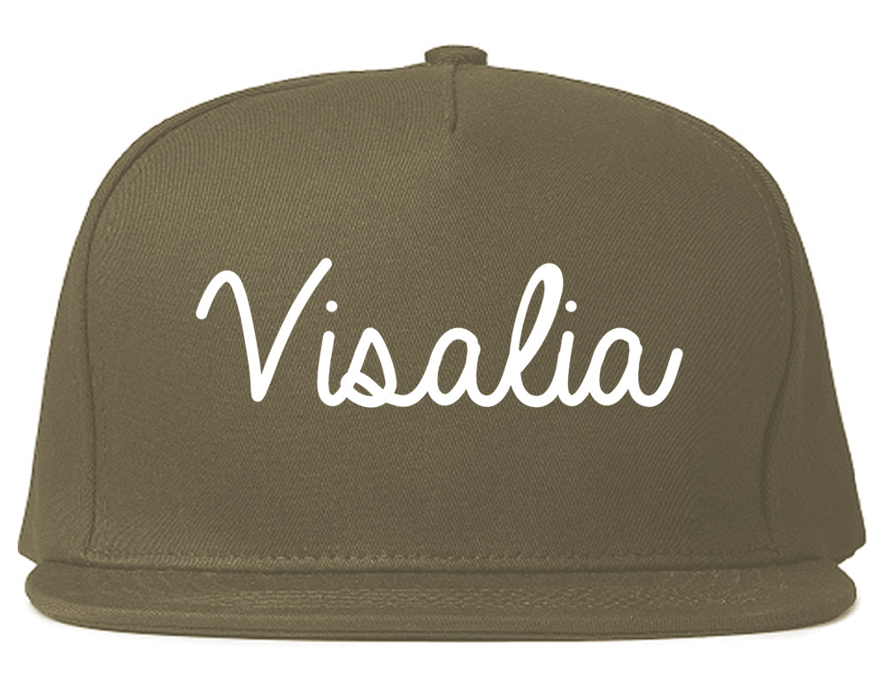 Visalia California CA Script Mens Snapback Hat Grey