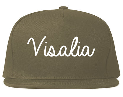 Visalia California CA Script Mens Snapback Hat Grey