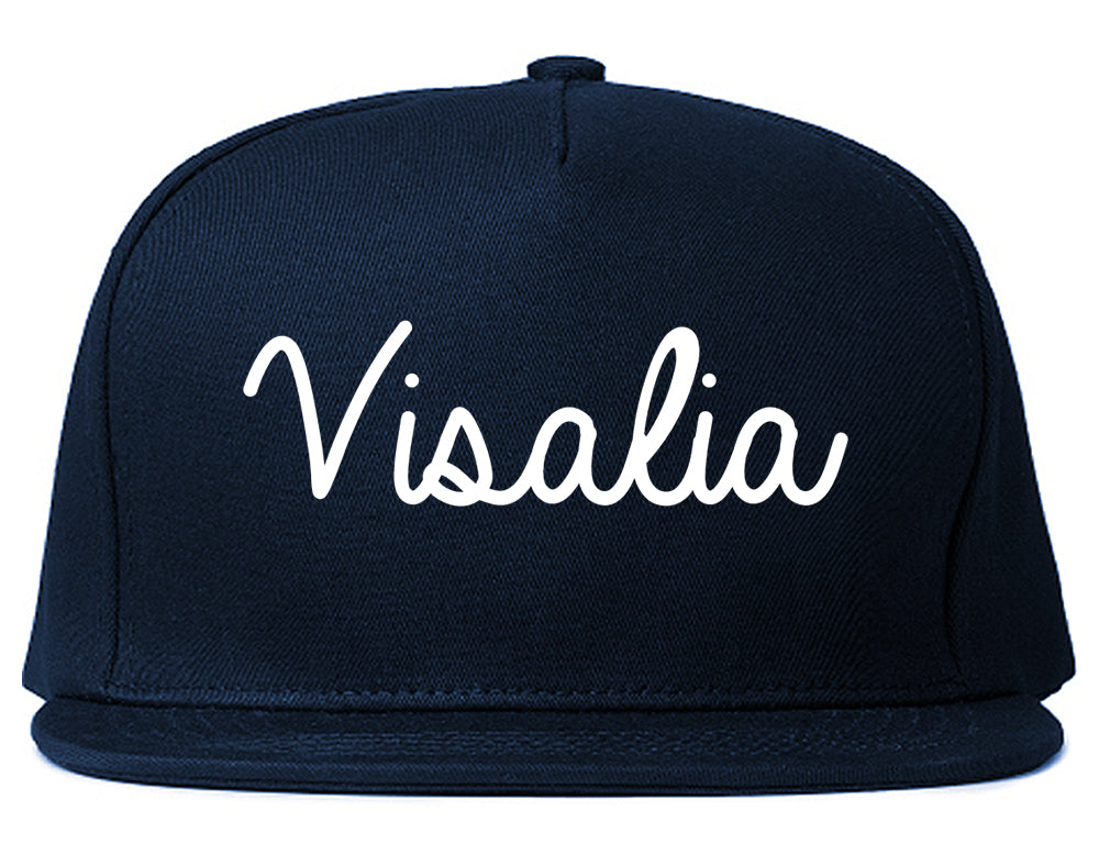 Visalia California CA Script Mens Snapback Hat Navy Blue