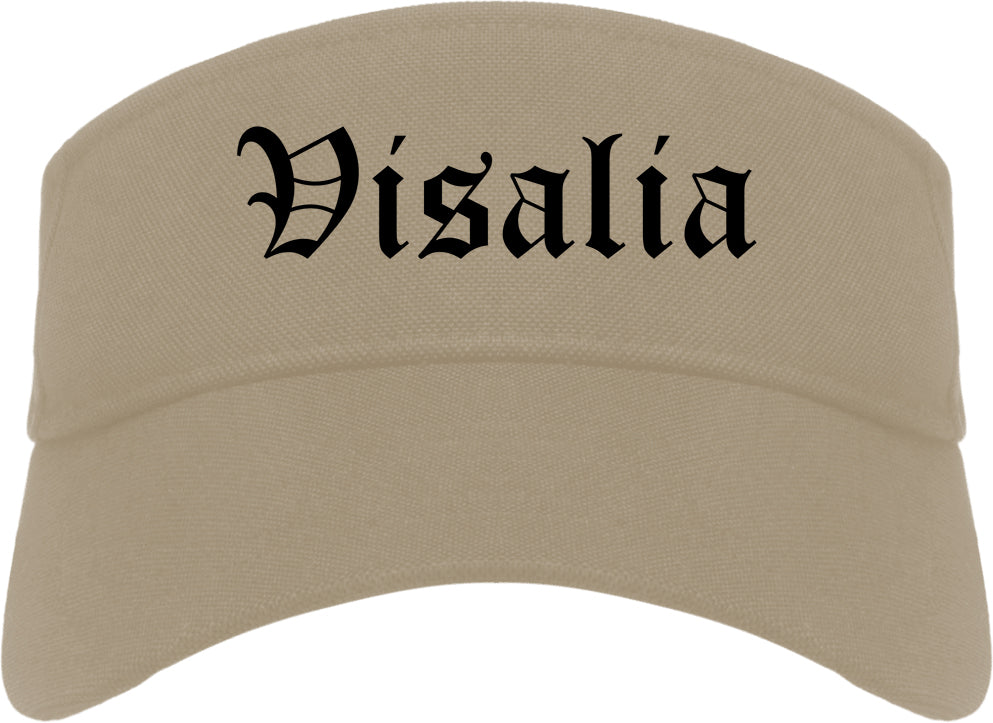 Visalia California CA Old English Mens Visor Cap Hat Khaki