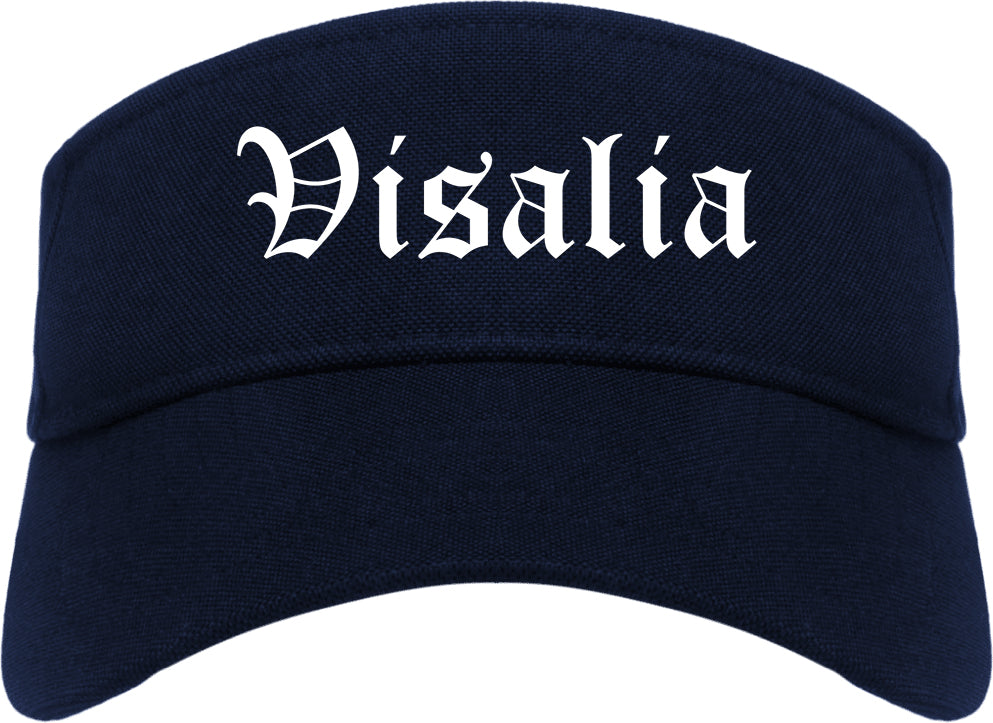 Visalia California CA Old English Mens Visor Cap Hat Navy Blue