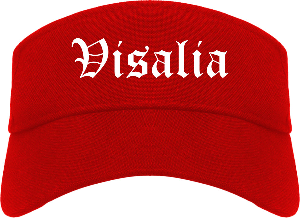 Visalia California CA Old English Mens Visor Cap Hat Red