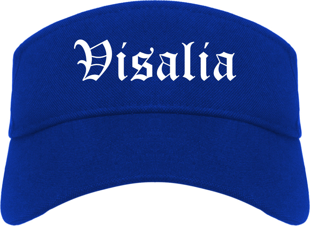 Visalia California CA Old English Mens Visor Cap Hat Royal Blue