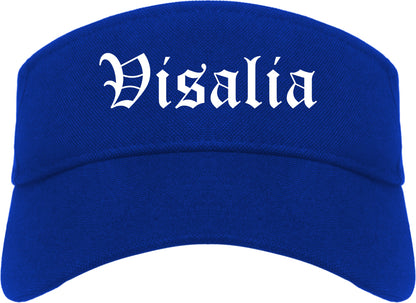 Visalia California CA Old English Mens Visor Cap Hat Royal Blue