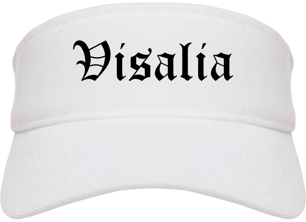 Visalia California CA Old English Mens Visor Cap Hat White