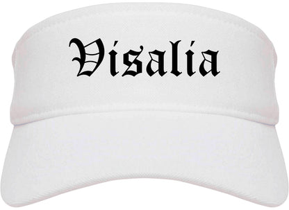 Visalia California CA Old English Mens Visor Cap Hat White