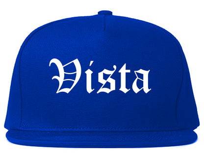 Vista California CA Old English Mens Snapback Hat Royal Blue