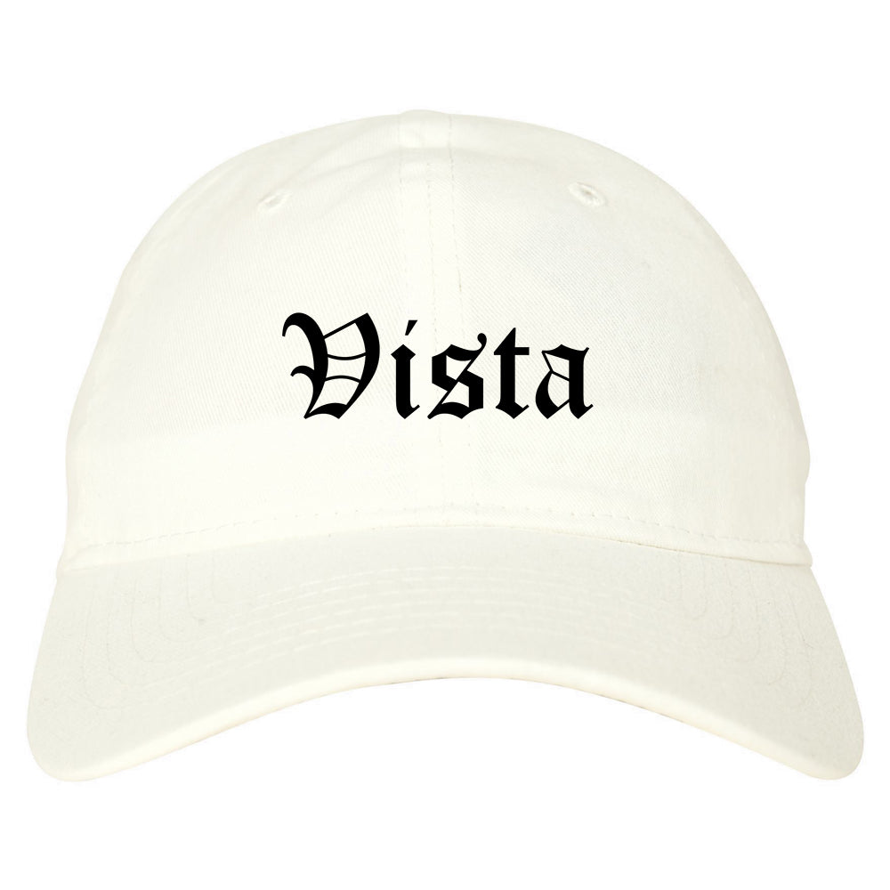Vista California CA Old English Mens Dad Hat Baseball Cap White