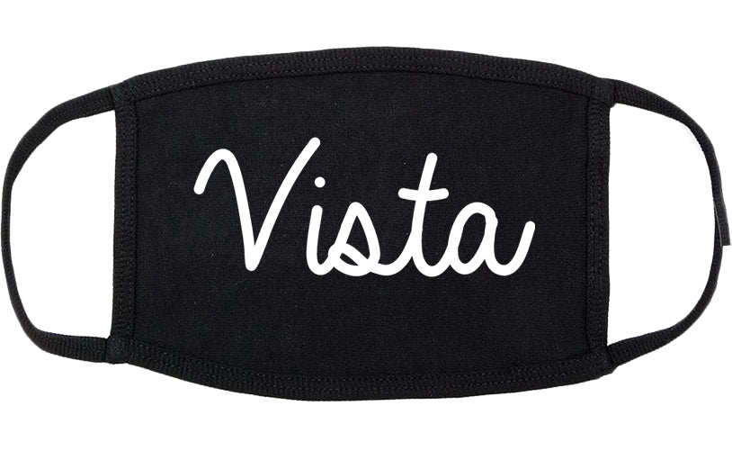 Vista California CA Script Cotton Face Mask Black