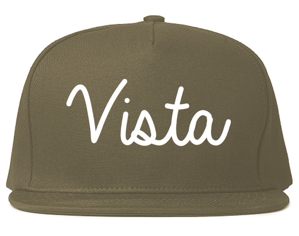 Vista California CA Script Mens Snapback Hat Grey