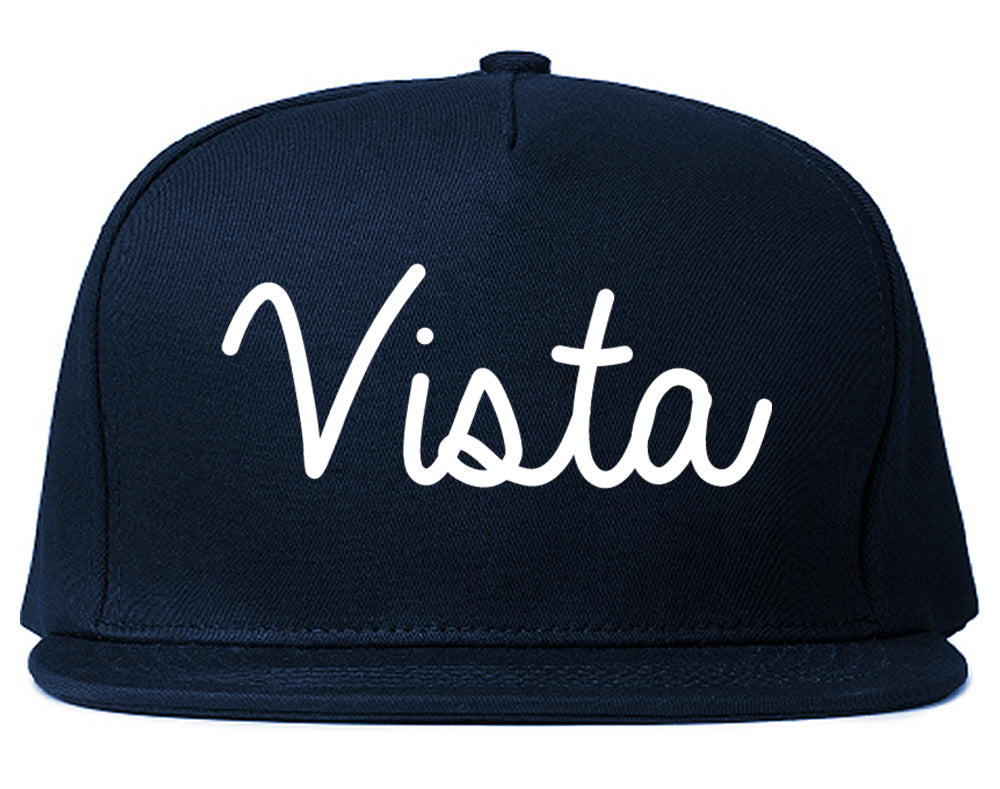 Vista California CA Script Mens Snapback Hat Navy Blue